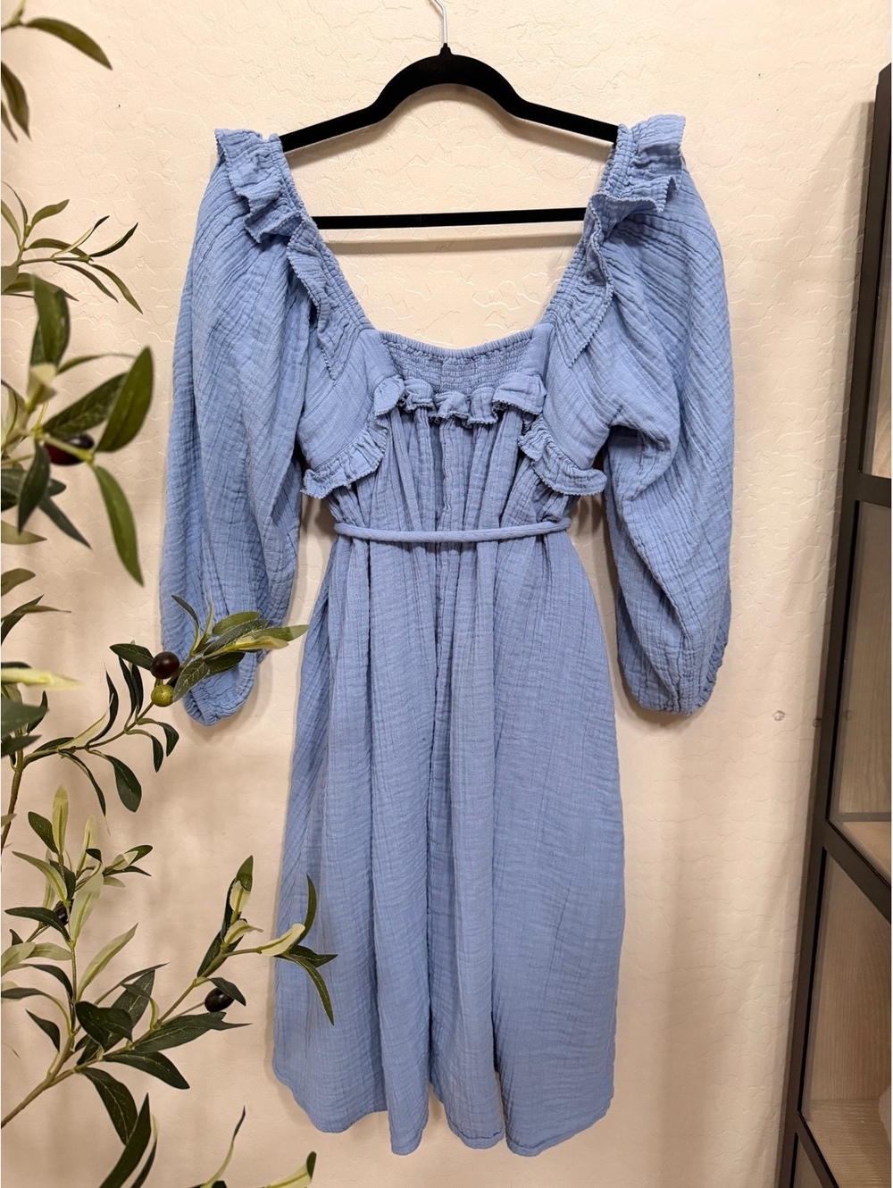 Apiece Apart 100% Cotton Gauze Ruffle Long Sleeve Dress - Picture 3 of 8